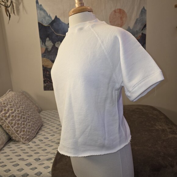 AG Adriano Goldschmied White Short Sleeve Sweatshirt Top Small Made USA - Picture 6 of 11